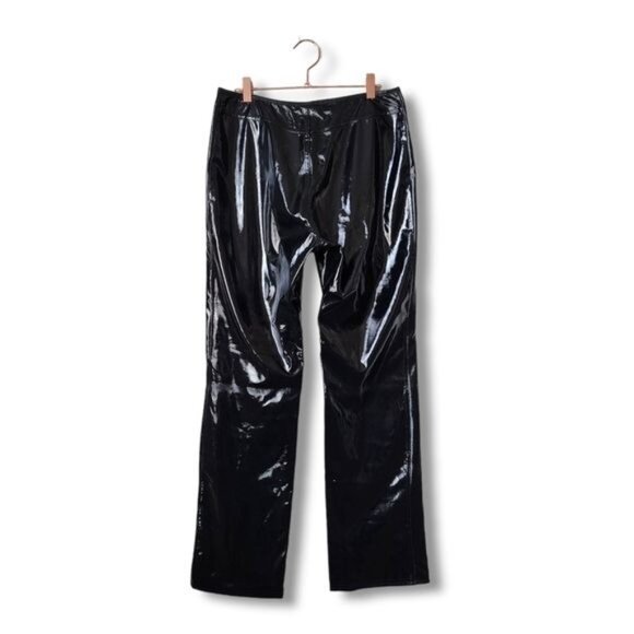 SUPER‎ LOW FAT x VINTAGE 90s Mall Goth Faux Leather shiny black padded pants - Picture 2 of 16